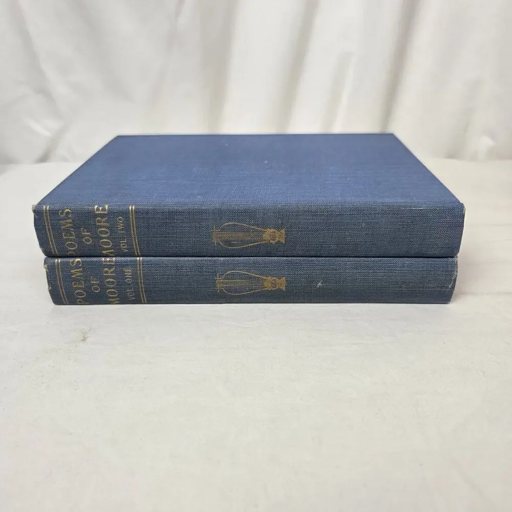 Poems of Thomas Moore in Two Volumes Blue Gold Hardcover Set Poetical Library